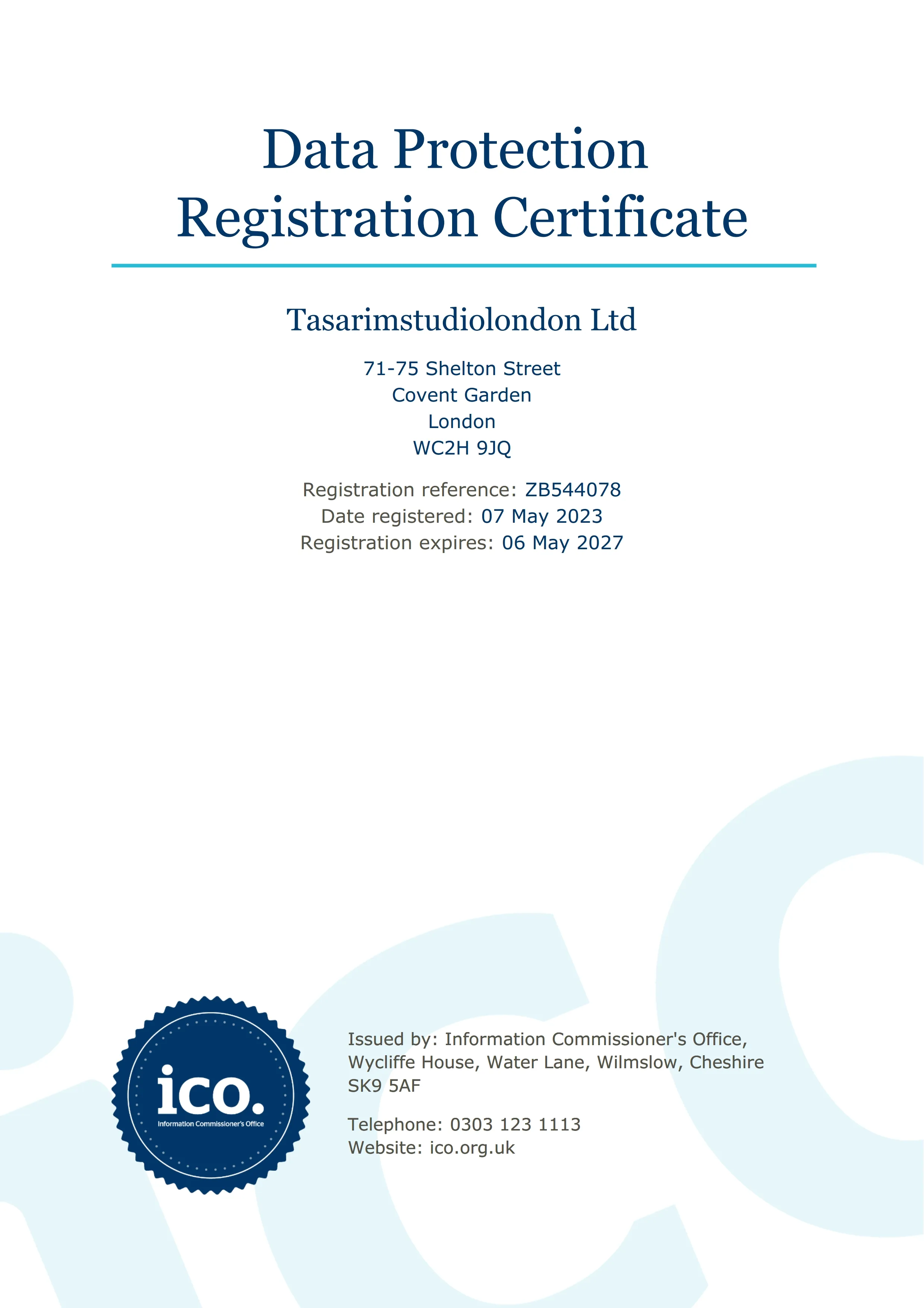 Resim Data Protection Registration Certificate